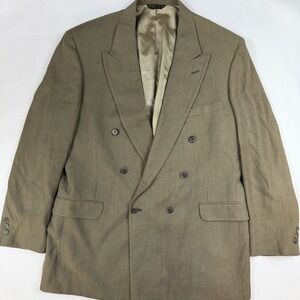 Vintage Pierre Balmain Mens 44L Blazer Brown Houndstooth Double Breasted USA
